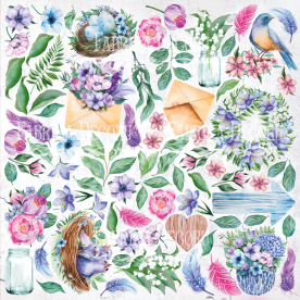 Лист с картинками для вырезания Colorful spring 30,5х30,5 см, Фабрика Декора