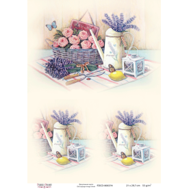 Декупажна карта "Пікнік з лавандою" # 0374 21x29,7 см, Фабрика Декору