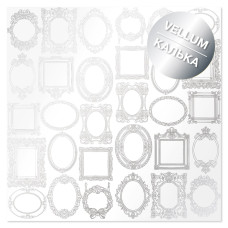 Лист кальки (веллум) с фольгированием Silver Frames 30,5х30,5 см, Фабрика Декора