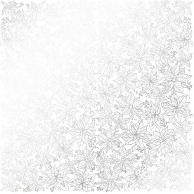 Лист одностороннього паперу з фольгуванням Silver Poinsettia White 30,5х30,5 см