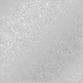 Лист одностороннього паперу з фольгуванням Silver Poinsettia Gray 30,5х30,5 см