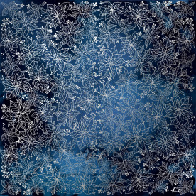 Лист односторонней бумаги с фольгированием Silver Poinsettia Night garden 30,5х30,5 см