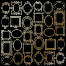 Лист бумаги с фольгированием Golden Frames Black 30,5х30,5 см, Фабрика Декора