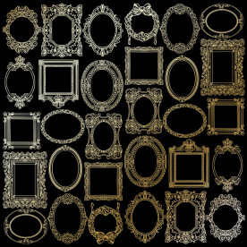 Лист бумаги с фольгированием Golden Frames Black 30,5х30,5 см, Фабрика Декора