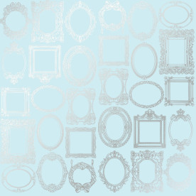 Аркуш паперу з фольгуванням Silver Frames Blue 30,5х30,5 см, Фабрика Декора