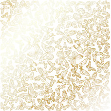 Аркуш паперу з фольгуванням Golden Butterflies White 30,5х30,5 см, Фабрика Декора