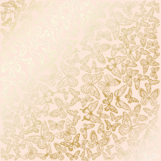Лист бумаги с фольгированием Golden Butterflies Beige 30,5х30,5 см, Фабрика Декора