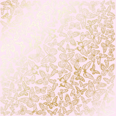 Аркуш паперу з фольгуванням Golden Butterflies Light pink 30,5х30,5 см, Фабрика Декора