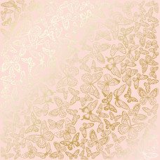 Лист бумаги с фольгированием Golden Butterflies Peach 30,5х30,5 см, Фабрика Декора