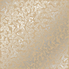 Лист бумаги с фольгированием Silver Butterflies Kraft 30,5х30,5 см, Фабрика Декора