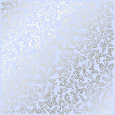Лист бумаги с фольгированием Silver Butterflies Purple 30,5х30,5 см, Фабрика Декора