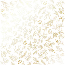 Лист бумаги с фольгированием Golden Branches White 30,5х30,5 см, Фабрика Декора