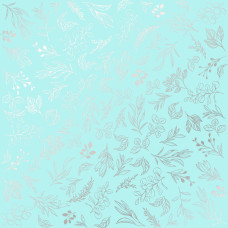 Лист бумаги с фольгированием Silver Branches Turquoise 30,5х30,5 см, Фабрика Декора