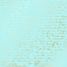 Лист бумаги с фольгированием Golden Text Turquoise 30,5х30,5 см, Фабрика Декора