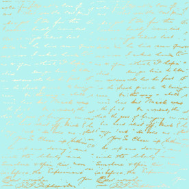 Лист бумаги с фольгированием Golden Text Turquoise 30,5х30,5 см, Фабрика Декора