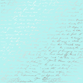 Лист бумаги с фольгированием Silver Text Turquoise 30,5х30,5 см, Фабрика Декора