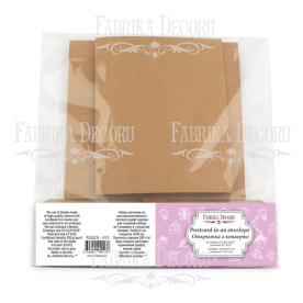 Открытка в конверте, крафт, размер открытки 12х15 см, 1 шт, Фабрика Декора