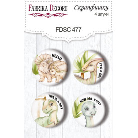 Скрапфішки, набір 4 шт, Dinosauria EN # 477, Фабрика Декору