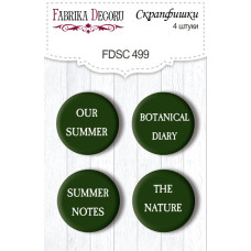Скрапфішки, набір 4 шт, Summer botanical diary EN # 499, Фабрика Декору