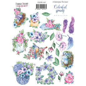 Набір наклейок (стікерів) 22 шт Colorful spring #107, Фабрика Декору