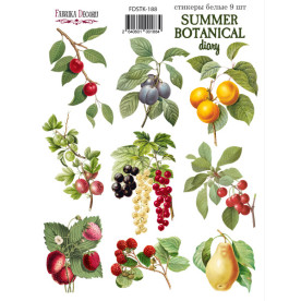 Набор наклеек, стикеров, 9 шт, Summer botanical diary #188, Фабрика Декора