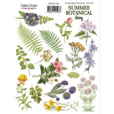 Набор наклеек, стикеров, 16 шт, Summer botanical diary #193, Фабрика Декора