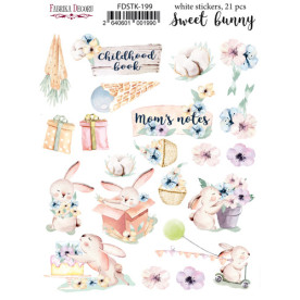 Набір наклейок, стікерів, 21 шт, Sweet bunny # 199, Фабрика Декору