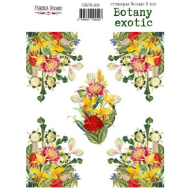 Набір наклейок, стікерів, 5 шт, Botany exotic, # 202, Фабрика Декору