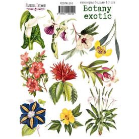 Набір наклейок, стікерів, 10 шт, Botany exotic, # 210, Фабрика Декору