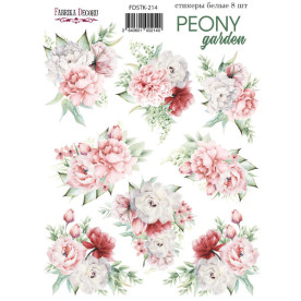 Набір наклейок, стікерів, 8 шт, Peony garden, # 214, Фабрика Декору