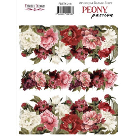 Набор наклеек, стикеров, 3 шт, Peony passion, #218, Фабрика Декора