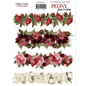 Набір наклейок, стікерів, 4 шт, Peony passion, # 222, Фабрика Декору