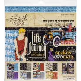 Набор бумаги для скрапбукинга Life's Journey, 16 листов + наклейки, 30х30 см, Graphic 45