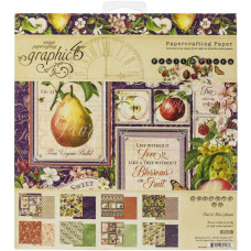 Набор бумаги для скрапбукинга Fruit & Flora, 8 листов, 20х20 см, Graphic 45