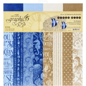 Набір фонового паперу для скрапбукінгу Ocean Blue, 8 аркушів, 30х30 см, Graphic 45