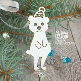 Чипборд медведь в шапочке Hс-025 Scrapbox