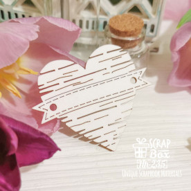 Чипборд деревянное сердечко с ленточкой Hh-235, Scrapbox