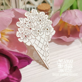 Чипборд букет в вафельном стаканчике Hk-024, Scrapbox