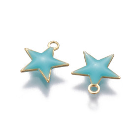 Підвіска з емаллю, Зірочка, блакитний, 1 шт, 10,5x10x2 мм