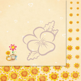 Лист бумаги для скрапбукинга, Милашки-Симпатяшки, Горшочки с цветами, 29,5x29,5 см, 190 г/м2, 1 шт, Lana Odis