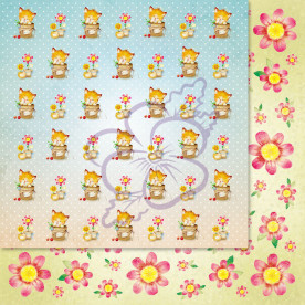 Аркуш паперу для скрапбукінгу, Красуньки-Симпатяшки, Кошенята, 29,5x29,5 см, 190 г / м2, 1 шт, Lana Odis