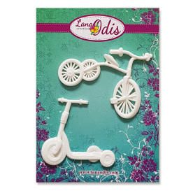 Набір декоративних фігурок, Дитячий транспорт, самоката 42x38 мм, 2 шт, Lana Odis