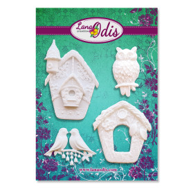 Декоративні фігурки, Шпаківні і пташки, шпаківні з башточкою 32x48 мм, 4 шт, Lana Odis