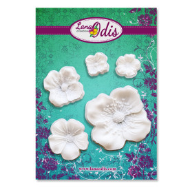 Декоративні фігурки, Квіти сакури, більшого 35x35 мм, колір білий, 5 шт, Lana Odis