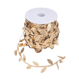 Декоративная тесьма, Листья, золото, 30 мм, 90 см