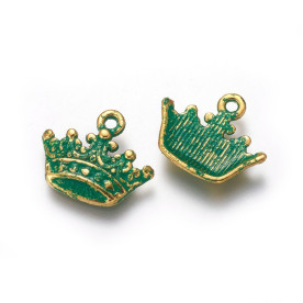 Подвеска, Корона, золото, зеленая патина, 14,5x17,5x2 мм