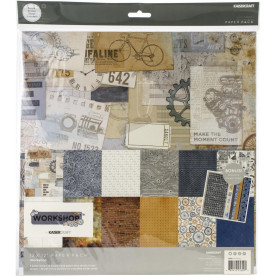 Набір паперу для скрапбукінгу Workshop, 12 аркушів + наклейки, 30х30 см, Kaisercraft