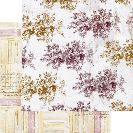 Лист двусторонней скрапбумаги с фольгированием Floral Toile - Pretty Mosaic, Prima