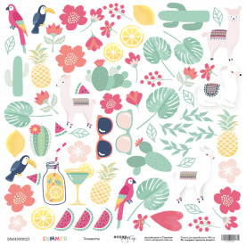 Лист односторонней бумаги 30х30см Элементы Summer Scrapmir