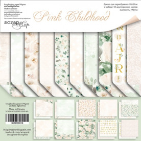 Набор двостороннього паперу, Pink Childhood, 10шт, 20х20 см, Scrapmir